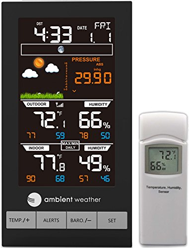 Ambient Weather WS-2801 Advanced Wireless Color Forecast Station with Temperature, Humidity & Barometer